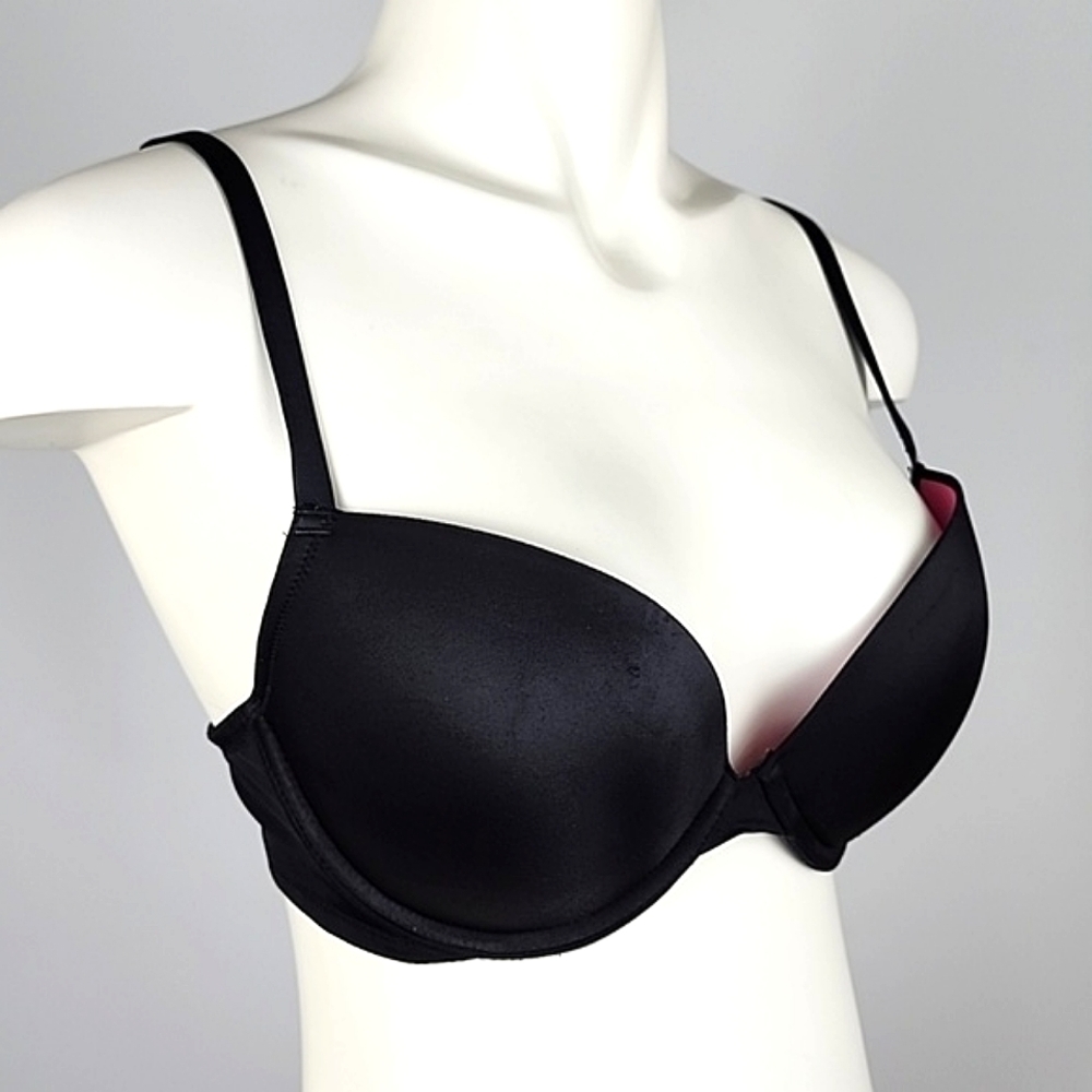 La Senza Remix Women's Push Up Plunge Underwire Bra Black Pink Padded 34D